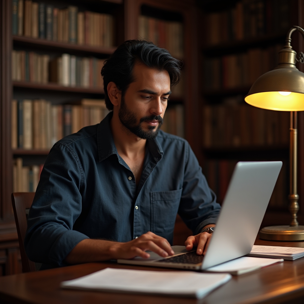 Mentor care lucrează la laptop